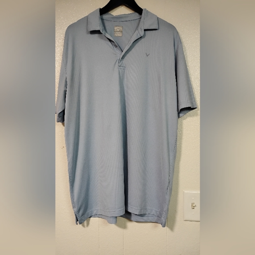 Callaway Opti Dri Large Mens Golf Shirt Short Sleeve Blue Pickleball Tennis